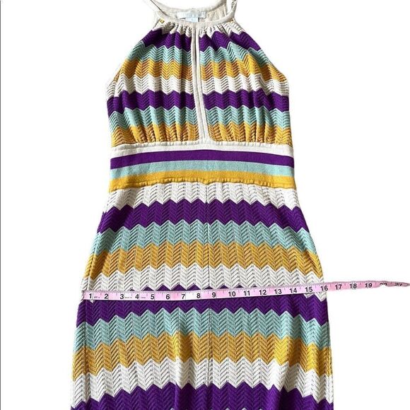 Design History Chevron Knit Patterned Halter Maxi Dress Size Small - Picture 10 of 12